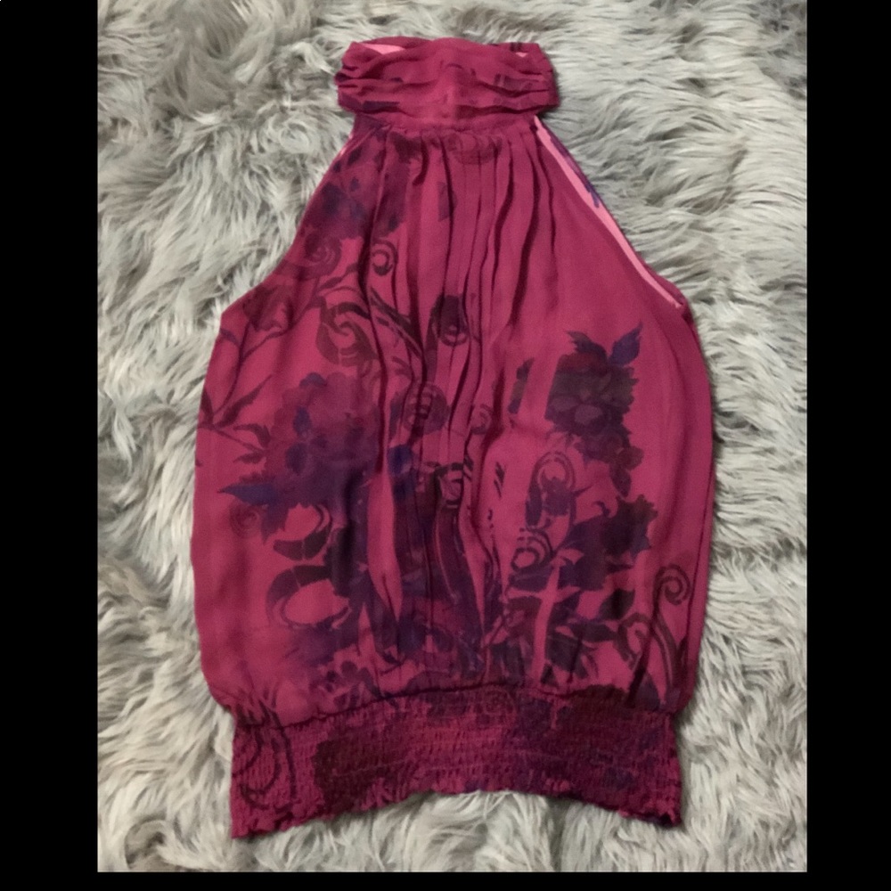Arden B Mock Neck Sleeveless Smocked Blouse